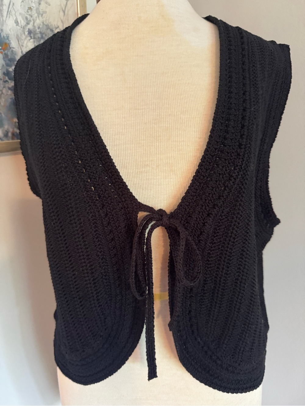 Banana Republic Black Knit Tie-Front Vest